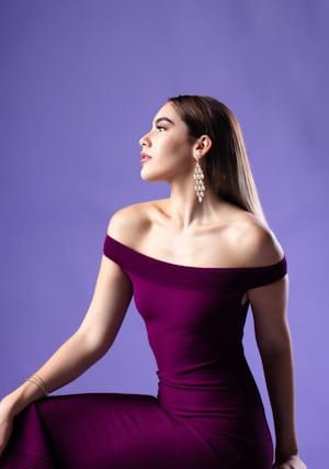 Off-Shoulder Evening Gown - Berry